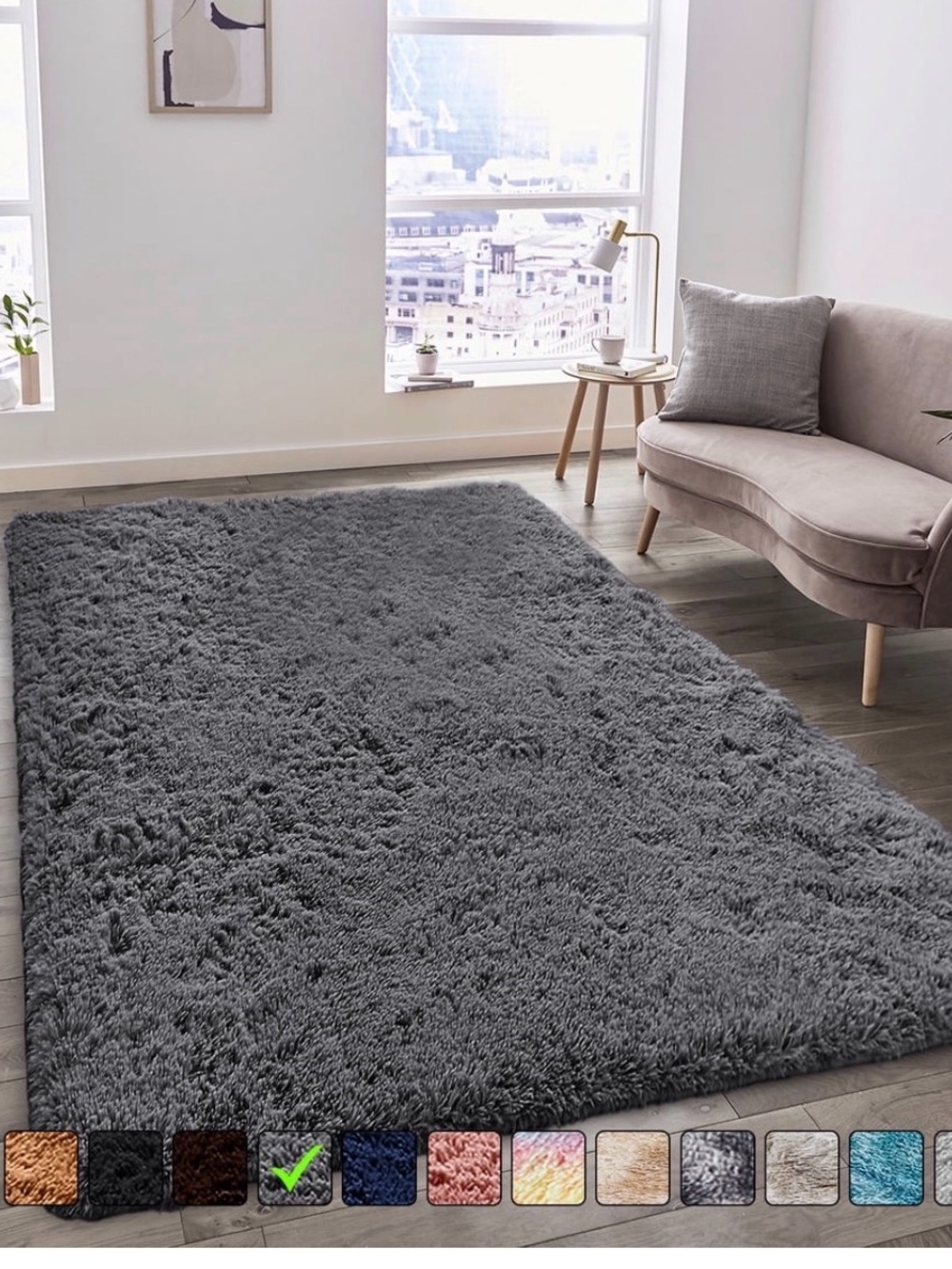 Plush Gray Shag Area Rug - Cozy Home Accent 6’x9’